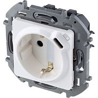 Розетка с заземлением +1хUSB тип C без рамки Legrand Inspiria 1-м. белый картинка